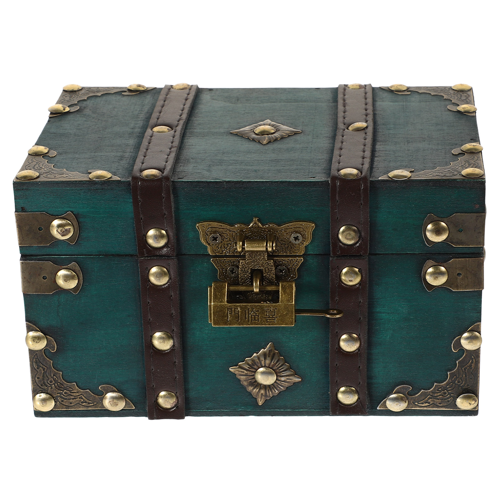 Wooden Treasure Chest Vintage Jewelry Storage Box Largecapacity