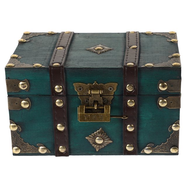Wooden Treasure Chest Vintage Jewelry Storage Box Largecapacity
