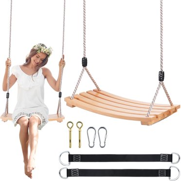 Hanging Wooden Tree Swings For Adult Kids Children Teen With Straps, 17...