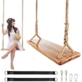 thumbnail image 1 of Wooden Tree Swing,Wooden Swing for Adults/Kids with 500lbs Load Capacity,Adjustable Hemp Rope Plus Tree Straps 100 inch, Hanging Wooden Swing for Indoor, Outdoor, Garden,Yard,Backyard (Adult), 1 of 7