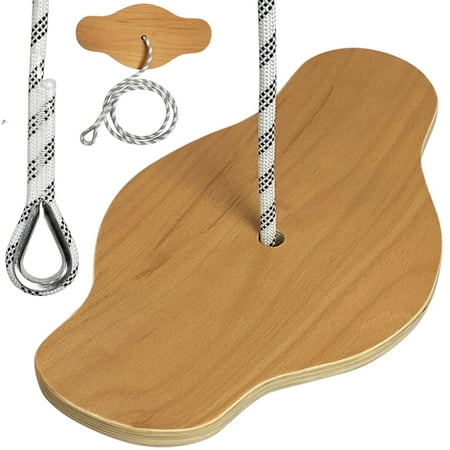 Wooden Tree Swing for Outside,440lbs Load Capacity Swing Set FifthQuarter Backyard Outdoor Swing with 18" Curved Seat