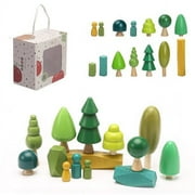 Wooden Tree Toys Balancing Stone Blocks - Wooden Sorting Stacking Balancing Stone Rocks - Stacking Toys for Toddlers 3 - Lightweight Colorful Educational Toys for Toddlers Kids Boys Girls (Forest)