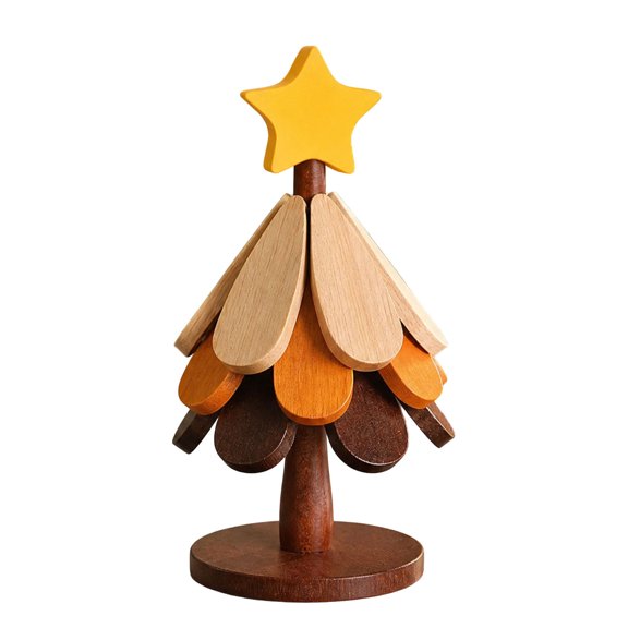 Wooden Tree Trivet 7 Inch, 3 Tier Detachable Heat Resistant Hot Pad, Stackable Coasters Set for Kitchen Dining Table, Christmas Decor