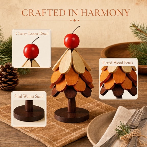 Wooden Tree Trivet Set - 4 Layer Heat Resistant Convertible Tabletop Tree Ornament, Expandable Pad for Hot Pot Pan Kitchen Table Decoration