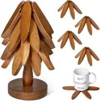 Wooden Tree Trivet Set - Tree Trivets for Hot Dishes, Wooden Trivets for Hot Pots, Foldable Kitchen Wooden Tree Coasters for Hot Bowl&Teapot