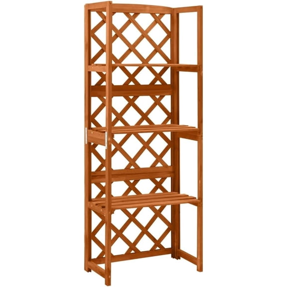 Wooden Trellis with Shelves, Garden Trellis Wooden Plant Stand with 3 Shelves, 21.7"x11.8"x55.1" Solid Fir Wood,-662