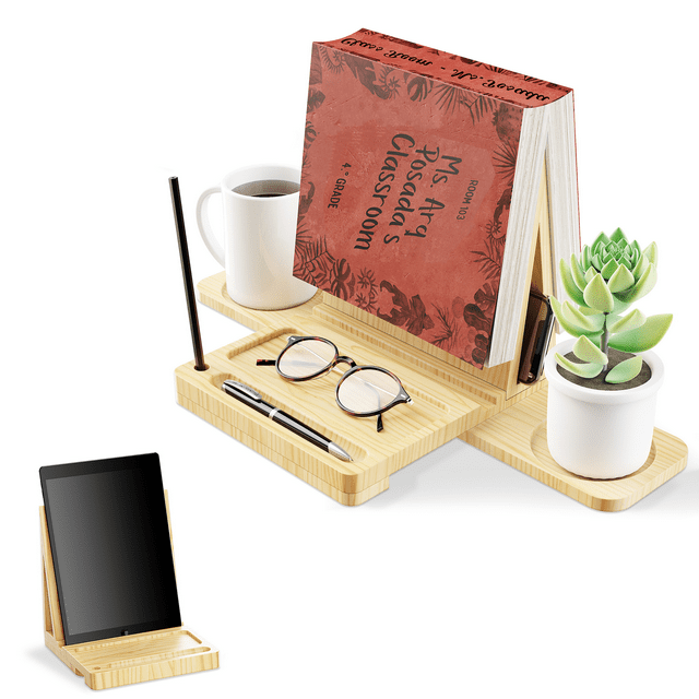 Aazon.co: LYOOaLL Wooden Sall Bookshelf, Triangle Book Holder Stand