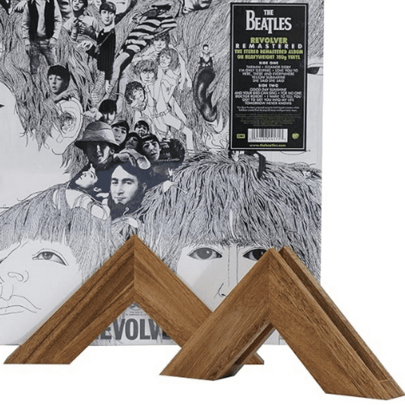 Wooden Triangle Vinyl Record Stand Wall Mount - No Drill Wooden Vinyl Record Holder Accessories - Vinyl Record Display LP Floating Shelf - Album Frame For Vinyl Record No Screw (2 Stands)