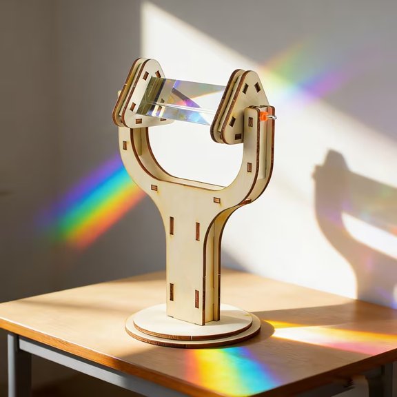 Wooden Triangular Prism Model for Light Refraction Demonstration - Optical Experiment Teaching Aid