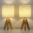 thumbnail image 1 of Wooden Tripod Nightstand Lamps with Fabric Linen Shade, 1 of 7