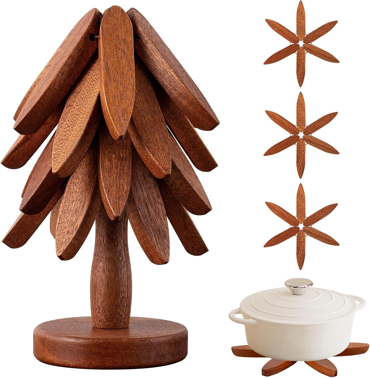 Trivett Tree Wooden Trivets for Hot Dishes, Hot Dish Coaster with Tree-Shaped Wood ...