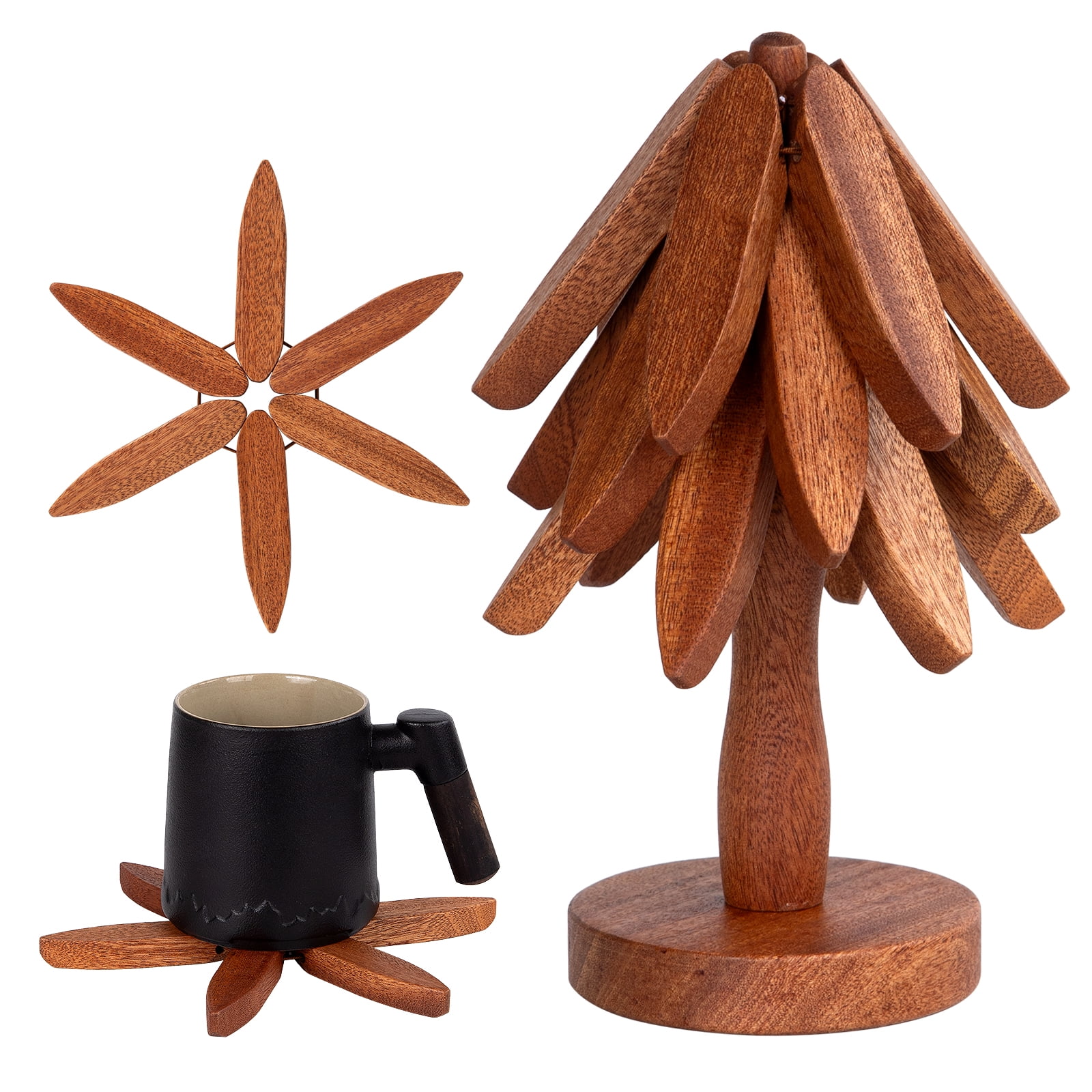 Wooden Trivets for Hot Dishes,Walnut Tree Shape Table Insulation Mat ...