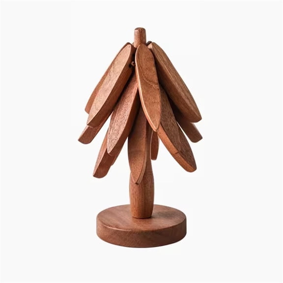 Wooden Trivets for Hot Dishes, 3 Wooden Tree-Trivet Set, Wood Coasters Like Christmas-Treeheat insulation pad