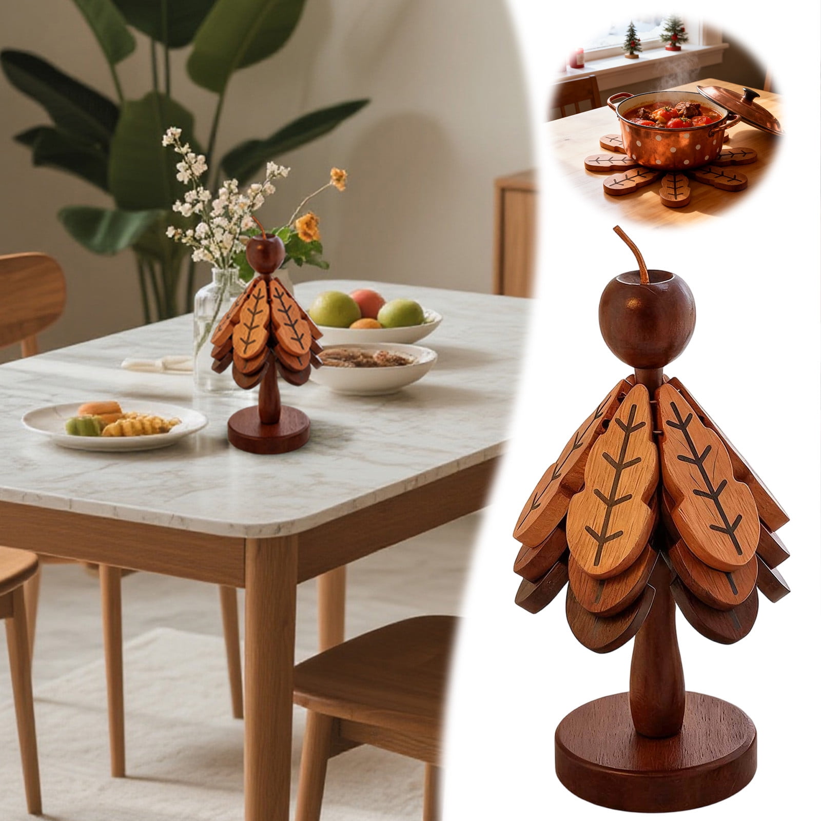 Wooden Trivets for Hot Dishes, Natural Walnut Wood Trivet with ...