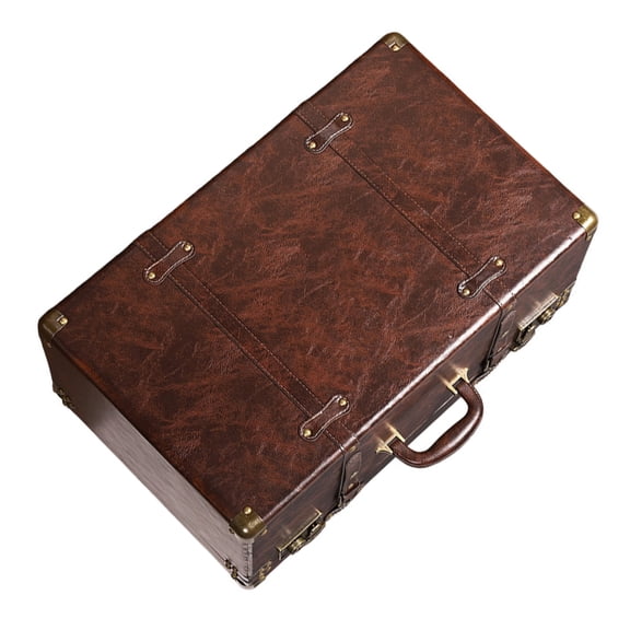 Wooden Trunk Faux Leather Handle Storage Organiser For Small Item Collection
