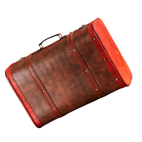 Wooden Trunk Faux Leather Handle Storage Organiser For Small Item Collection