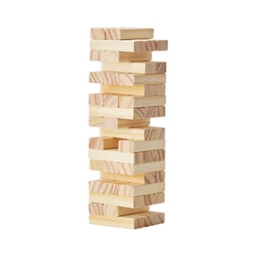 Tumbling Timber 54 Blocks Pine Wood Stacking Game with Storage Crate Indoor Outdoor Family Fun