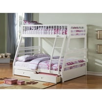 Wooden Twin/Full Bunk Bed with Drawers White - Saltoro Sherpi