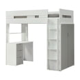thumbnail image 1 of Wooden Twin Size Loft Bunk Bed with Workstation, White and Gray, 1 of 3