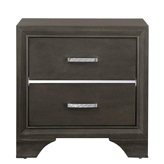 Wooden Two Drawer Nightstand With Bracket Legs in Gray