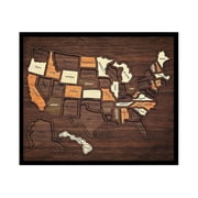 Wooden USA Travel Map Puzzle Track Visited States with 50 State Pieces, US Wall Decor for Adventure lovers, A Unique Gift for Couples & Families
