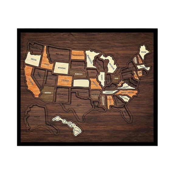 Wooden USA Travel Map Puzzle Wall Decor Interactive State Tracking Map for Home Office Decoration