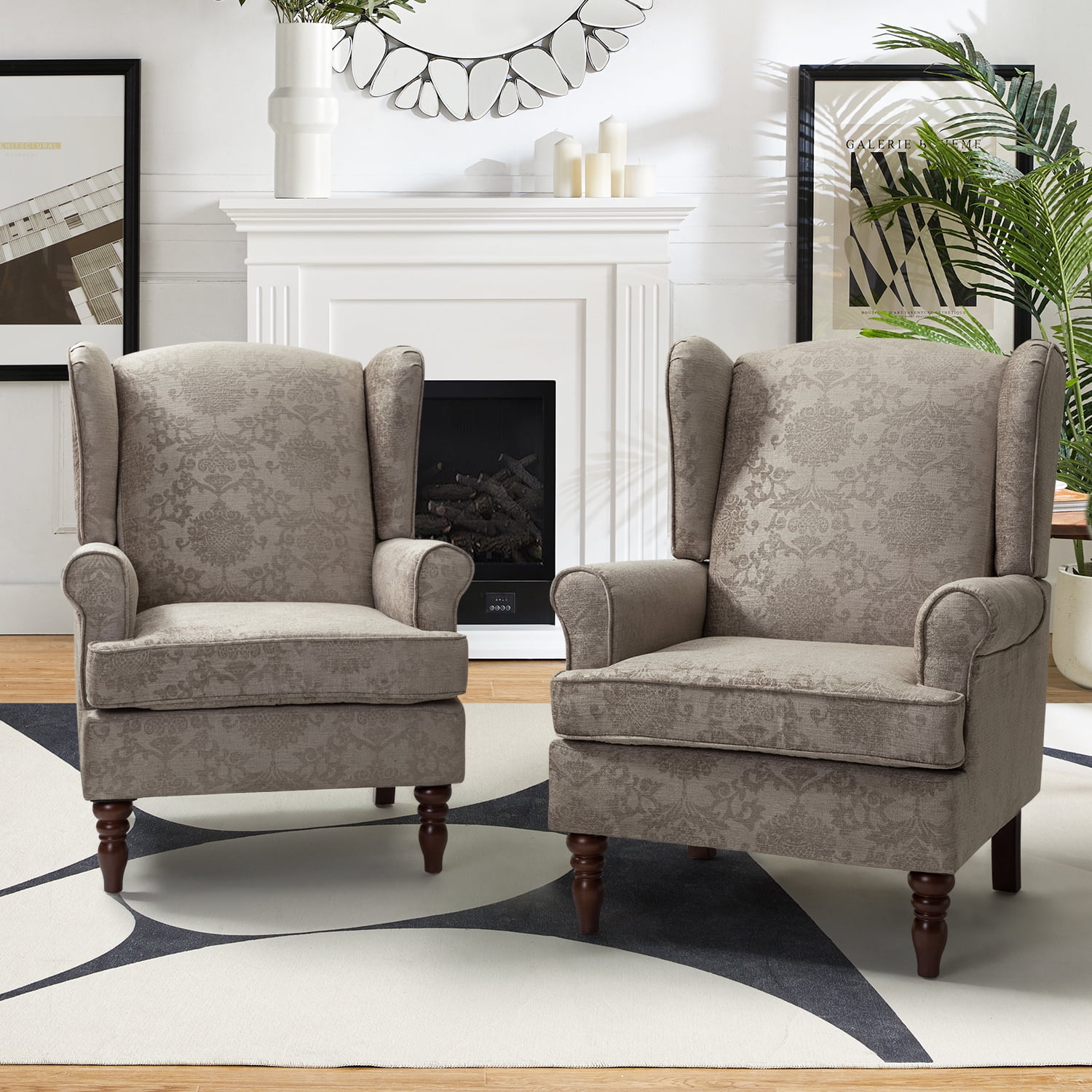 Two best sale wingback chairs