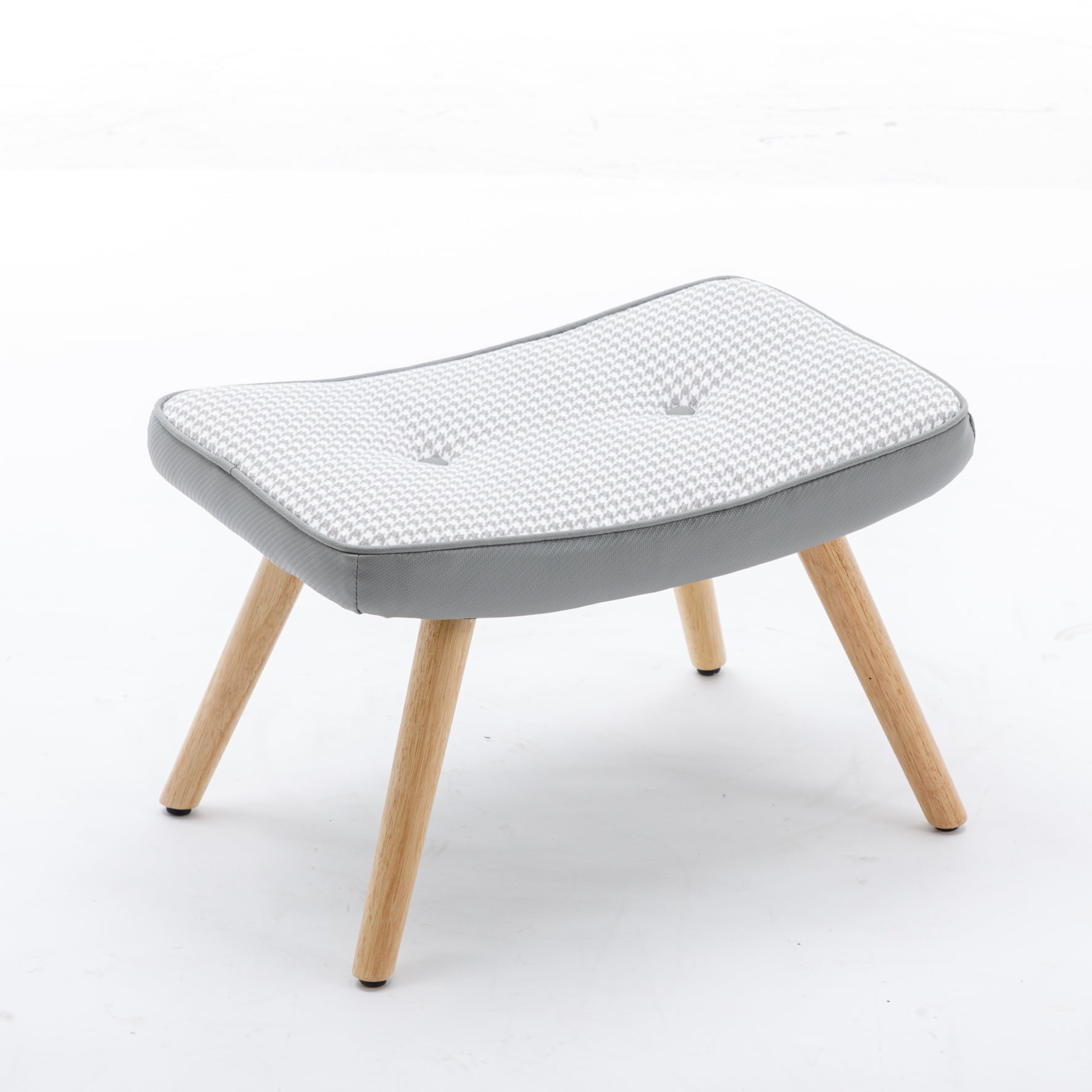 Wooden Upholstered Step Ottoman Square Cushion Foot Stool Wooden Small Stool with Non Slip Pad Wood Stool Suitable for Bedroom Living Room and Kitchen Light Gray Walmart