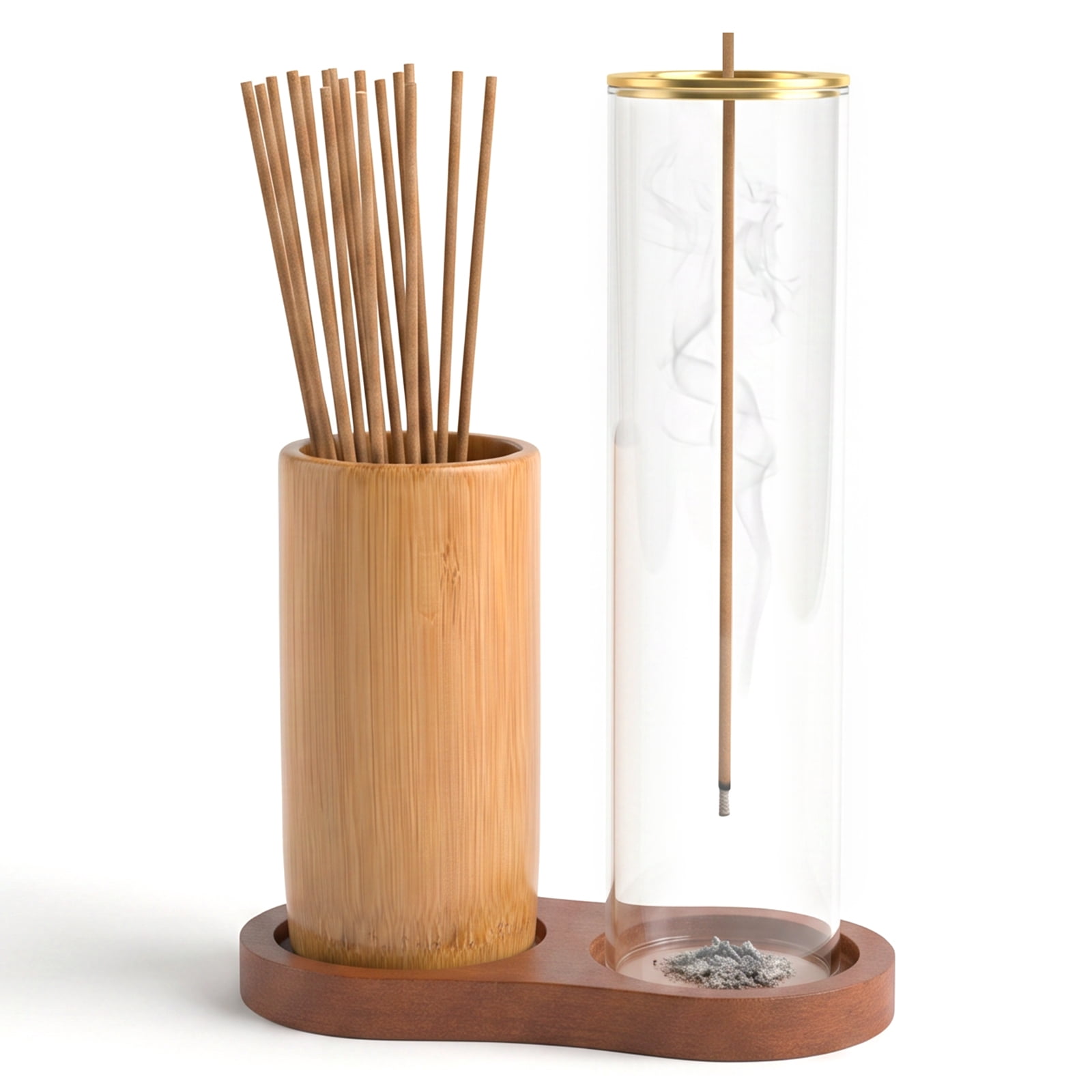 Wooden Upside Down Incense Holder Elegant Incense Stick Burner Holder with Ash Catcher for Home Office Yoga Living Room