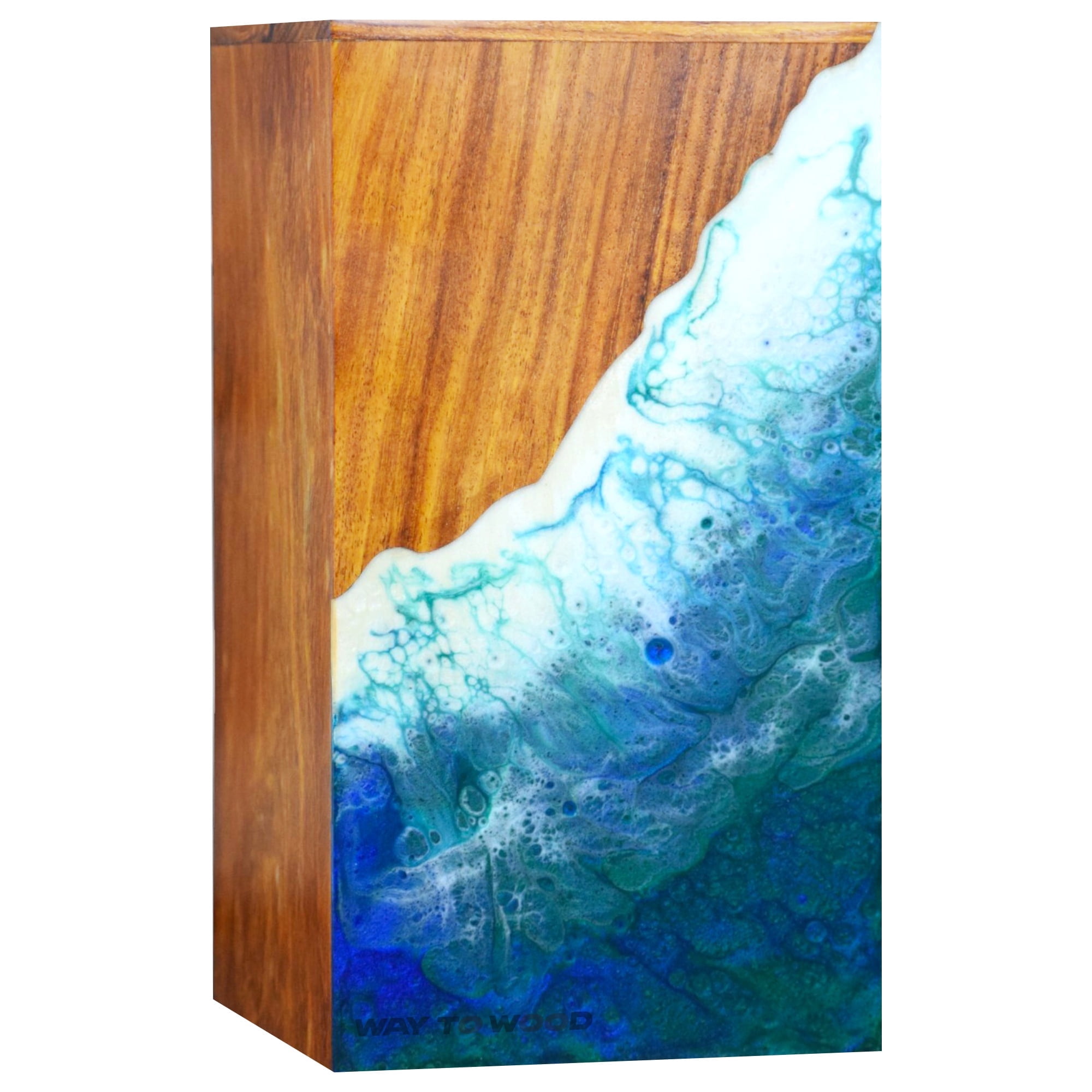 Wooden Urn for Human Ashes Adults, Male/Female - Handcrafted Urns with Ocean Resin Inlay - Unique Memorial Urn for Ashes - Cremation Urns for Burial or Home Display