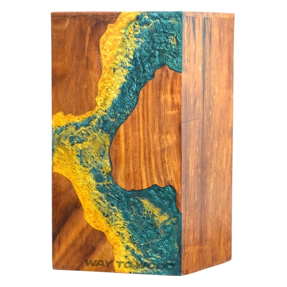 Wooden Urn for Human Ashes Adults, Men & Women - Handmade Urns with Ocean Resin Inlay - Unique Memorial Urn for Ashes - Cremation Urns for Burial or Home Display