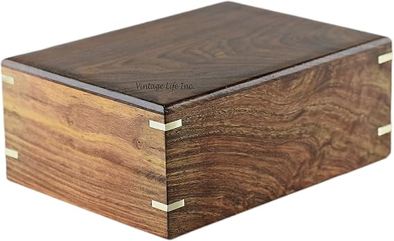 Wooden Urn for Human Ashes - Handmade Rosewood Pet Urn for Dogs Cats - Personalized Wooden Funeral Urn for Ashes Handcrafted, Burial Urn Box for Adult Ashes (Large with Engraving)