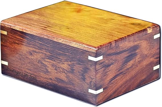 Wooden Urn for Human Ashes - Handmade Rosewood Pet Urn for Dogs Cats - Personalized Wooden Funeral Urn for Ashes Handcrafted, Burial Urn Box For Adult Ashes (Medium With Engraving)
