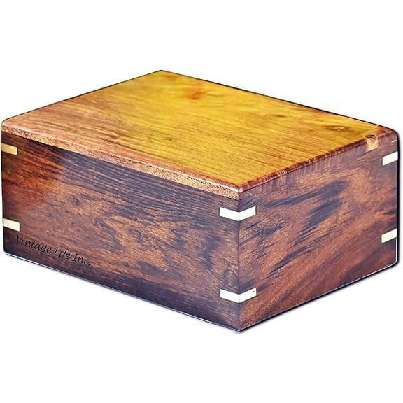 Wooden Urn for Human Ashes - Handmade Rosewood Pet Urn for Dogs Cats - Personalized Wooden Funeral Urn for Ashes Handcrafted, Burial Urn Box For Adult Ashes (Medium With Engraving)