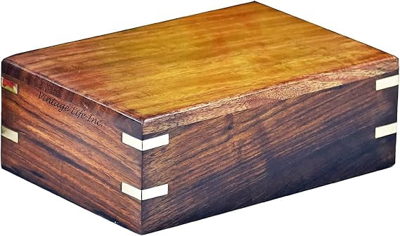 Wooden Urn for Human Ashes - Handmade Rosewood Pet Urn for Dogs Cats - Personalized Wooden Funeral Urn for Ashes Handcrafted, Burial Urn Box for Adult Ashes (Small: 6.5 x 4.5 x 2.25)