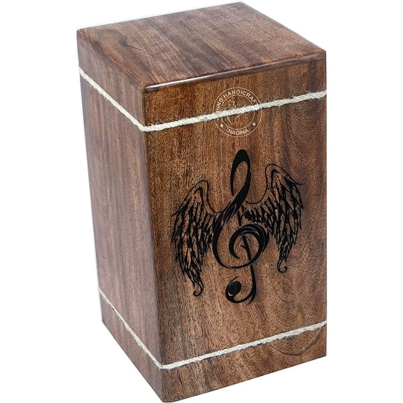 Wooden Urns for Human Ashes Adult Large - Rosewood Cremation Urn for Ashes -Burial Urn for Columbarium - Funeral Urn Box (250 LB - Hardwood, Angel Wings)