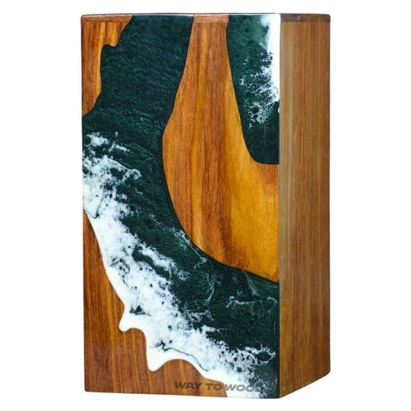 Wooden Urns for Human Ashes Adult Male, Female – Ocean Wooden Resin Urns for Burial & Home Memorial - Decorative Urn Box for Pet Ashes - Personalized Cremation Urn