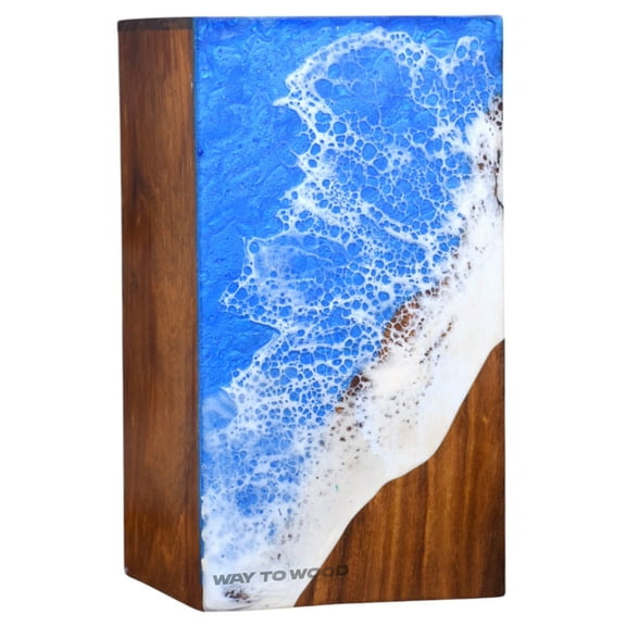 Wooden Urns for Human Ashes Adult Male, Female – Personalized Cremation Urn - Ocean Wooden Resin Urns for Burial & Home Memorial - Decorative Urn Box for Pet Ashes