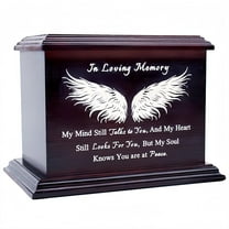 Wooden Urns for Ashes - Decorative Urns for Men Women - Adult Ashes Funeral Urns, Wing Pattern - Polished Finish - 270 Cubic Inches Capacity