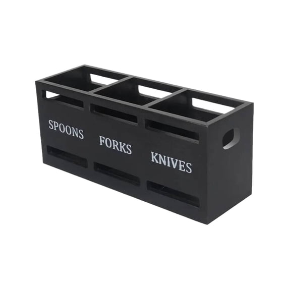 Wooden Utensil Holder, 3 Compartment Silverware Organizer for Countertop, Natural Wood Cutlery Tray for Fork Spoon Knife, Modern Kitchen Storage Container