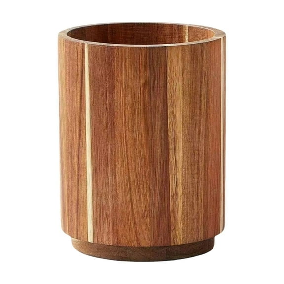 Wooden Utensil Organizer Rotating Kitchen Holders 360 Degree Spinning Caddy For Cutlery Spoons Forks Knives Kitchen Storage Box Natural Wood