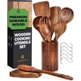 thumbnail image 1 of Wooden Utensils for Cooking, 8 piece Set with Holder, Perfect for Nonstick, 1 of 8