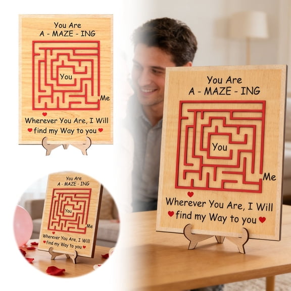 Wooden Valentine's Day Love Letter Card - Engraved Romantic Keepsake for Couples, Anniversary & Wedding Gift, Reusable Wood Stationery (10" x 7.3")