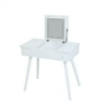 thumbnail image 1 of Wooden Vanity Desk Set With Stool, Modern Makeup Table With LED Lighted Mirror, Flip Top Makeup Vanity Table With Storage Cabinet Drawer For Bedroom, 1 of 7