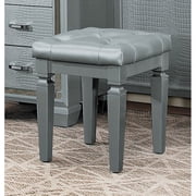 Lexicon Allura Rubberwood Vanity Stool in Silver