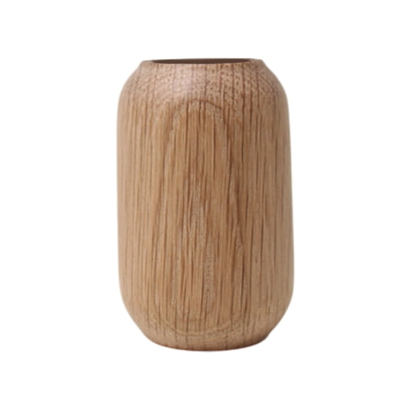 Wooden Vase for Home Decor, Small Brown Wood Vase for Table Centerpiece, Desktop Flower Vase for Living Room Office Shelf