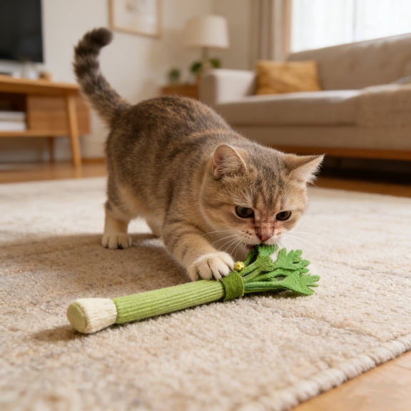 Wooden Vegetable Cat Chew Toy Set Carrot Celery Onion Realistic Bell Rattle Natural Wood Small Dog Teething Rabbit Play