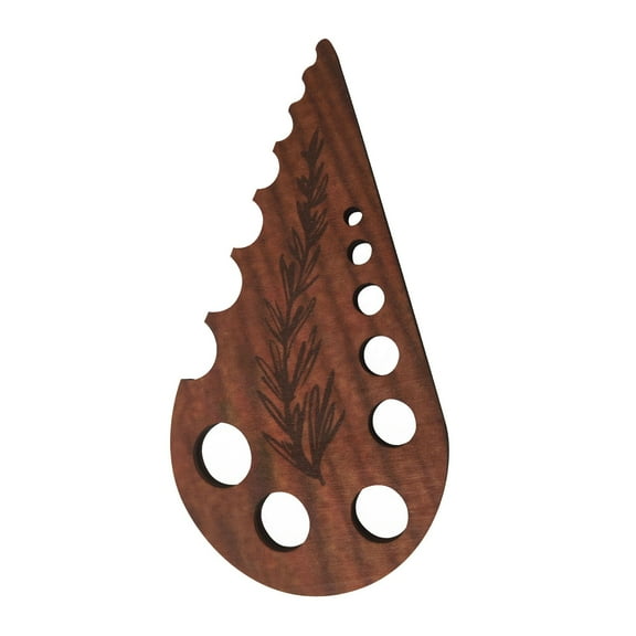 Wooden Vegetable Leaf Remover 1PC Brown, Herb Stripper Tool with Multi Size Holes, Fast Easy Leaf Removal for Greens Garden Plants