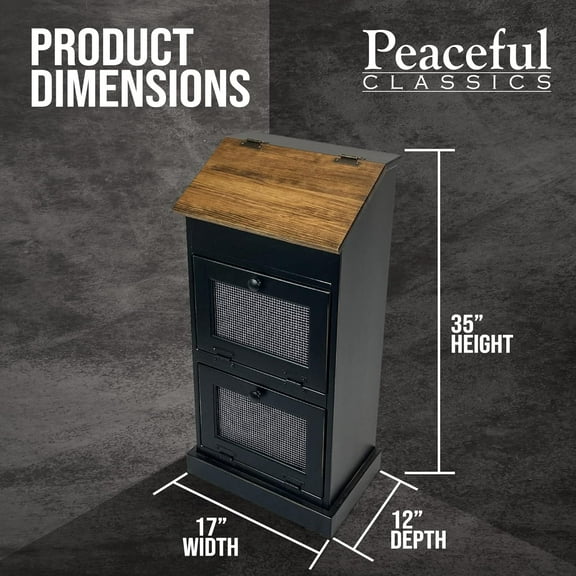 Wooden Vegetable Storage Bin with Lid, Decorative Potato and Onion Holder, Farmhouse Style Kitchen Pantry Organizer