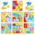 thumbnail image 1 of Wooden Vehicle Chunky Jigsaw Peg Puzzles for Toddlers Age 3+, Montessori Preschool Educational Toys, Food Shape Sorting Game, Fine Motor Screen-Free Stocking Stuffer Gift for Boys Girls Kids, 1 of 4